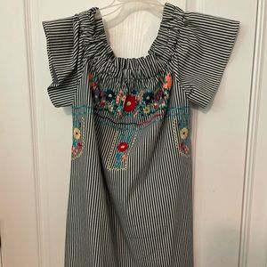 Embroidered off the shoulder dress